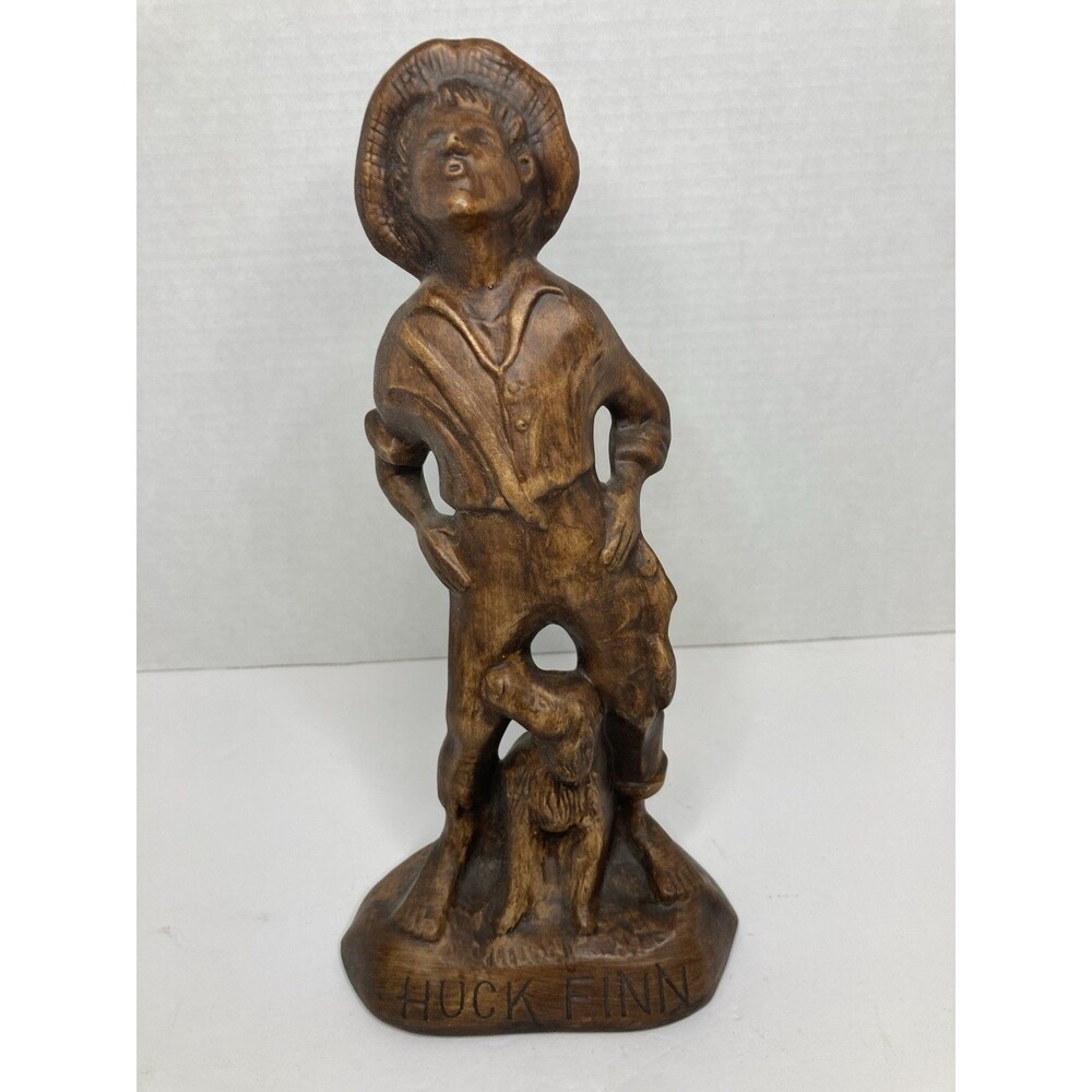 VTG Huckelberry Huck Finn Mark Twain Boy & His Dog Pottery Figurine 12” Tall